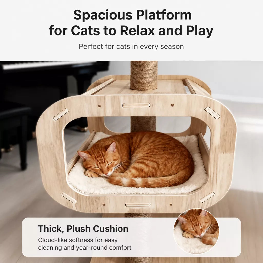 Cat Tree with Enclosed Cat House and Scratching Post