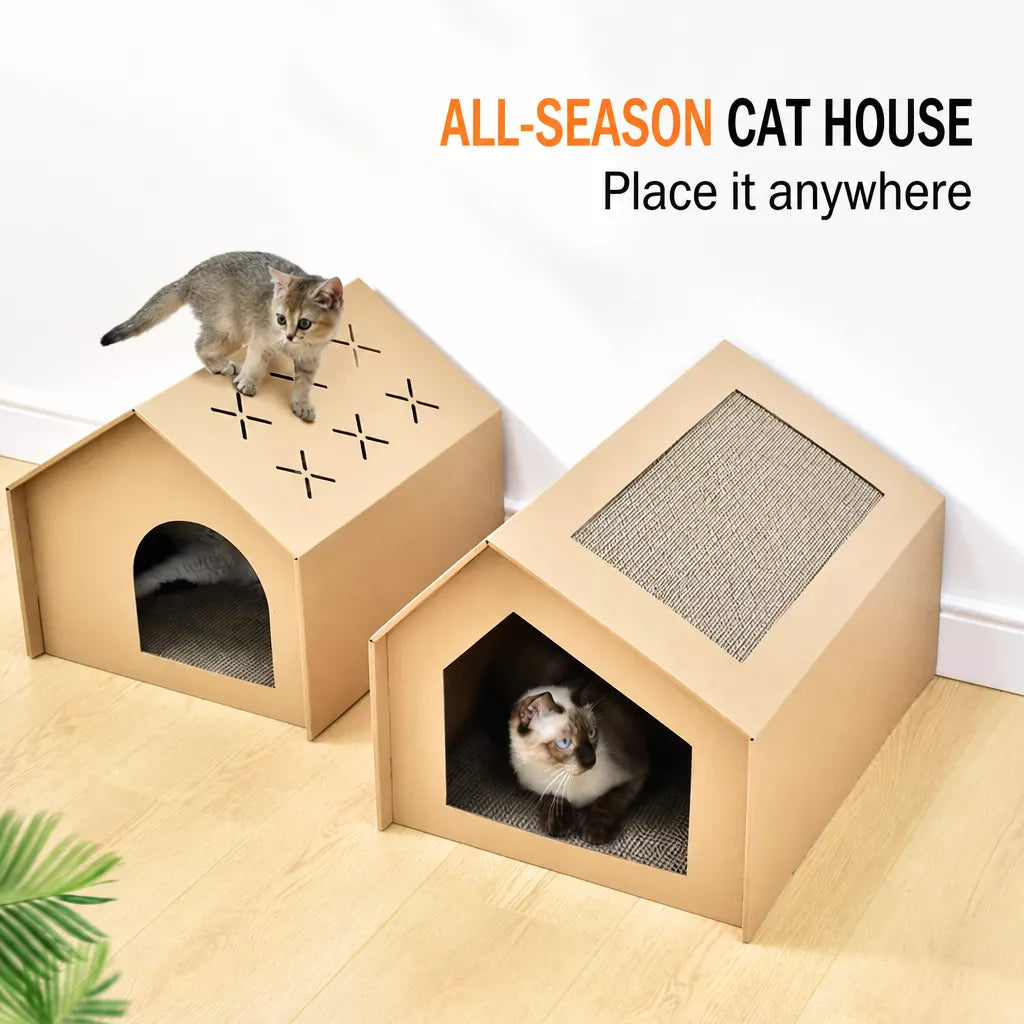 Corrugated Cardboard Cat House & Scratcher