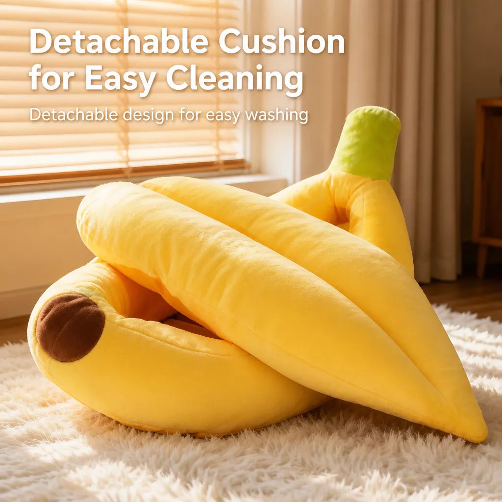 Banana-Shaped Pet Bed for Small to Medium Dogs and Cats