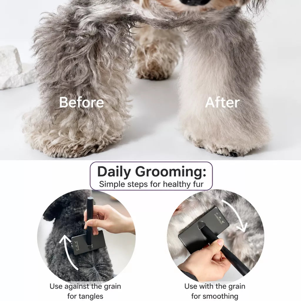 Pet Pin Brush for Dogs and Cats, Long-Hair Grooming Tool