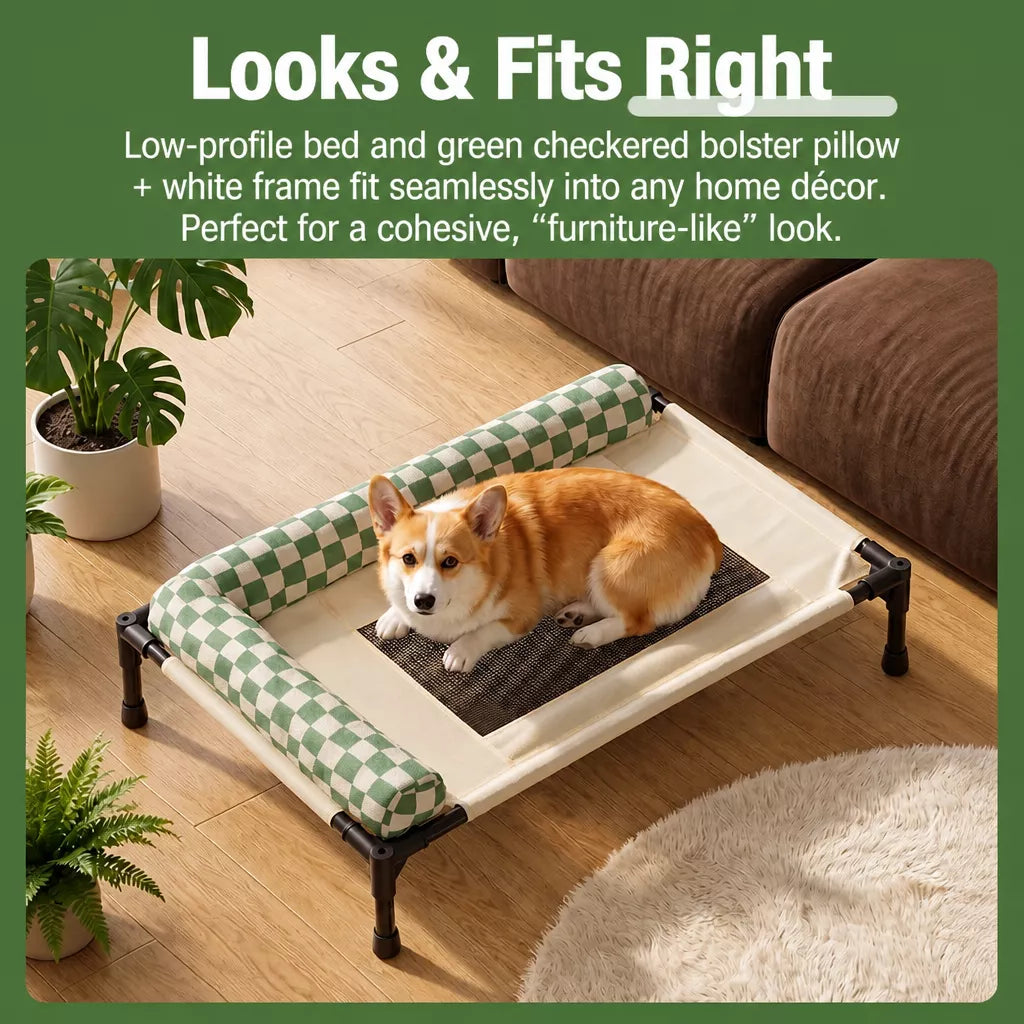 Portable Elevated Pet Cot Bed with Removable Cushion