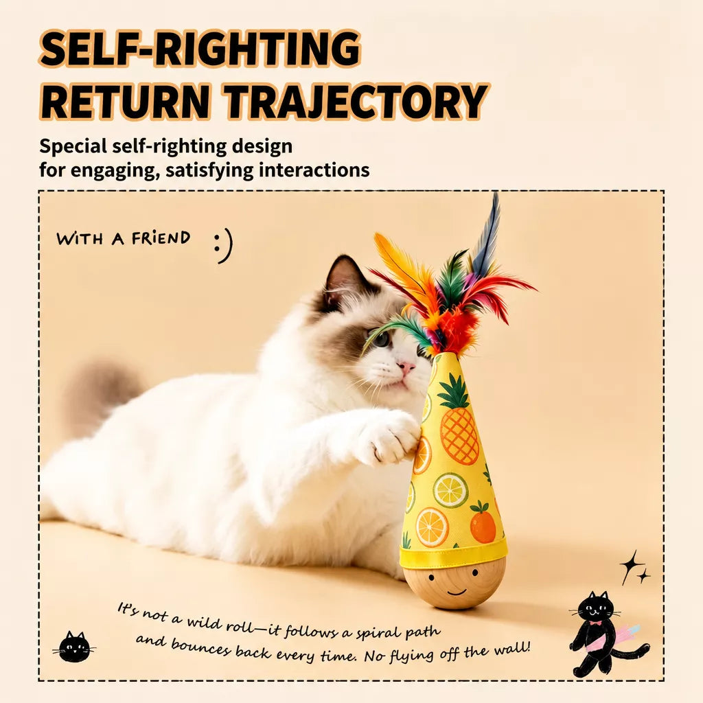 Wobble Cat Toy with Feather Teaser