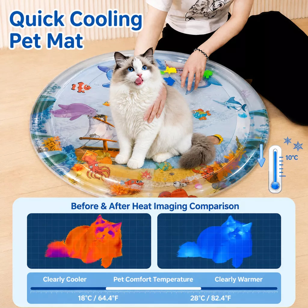Round Nylon Water-Fill Pet Mat with Pump