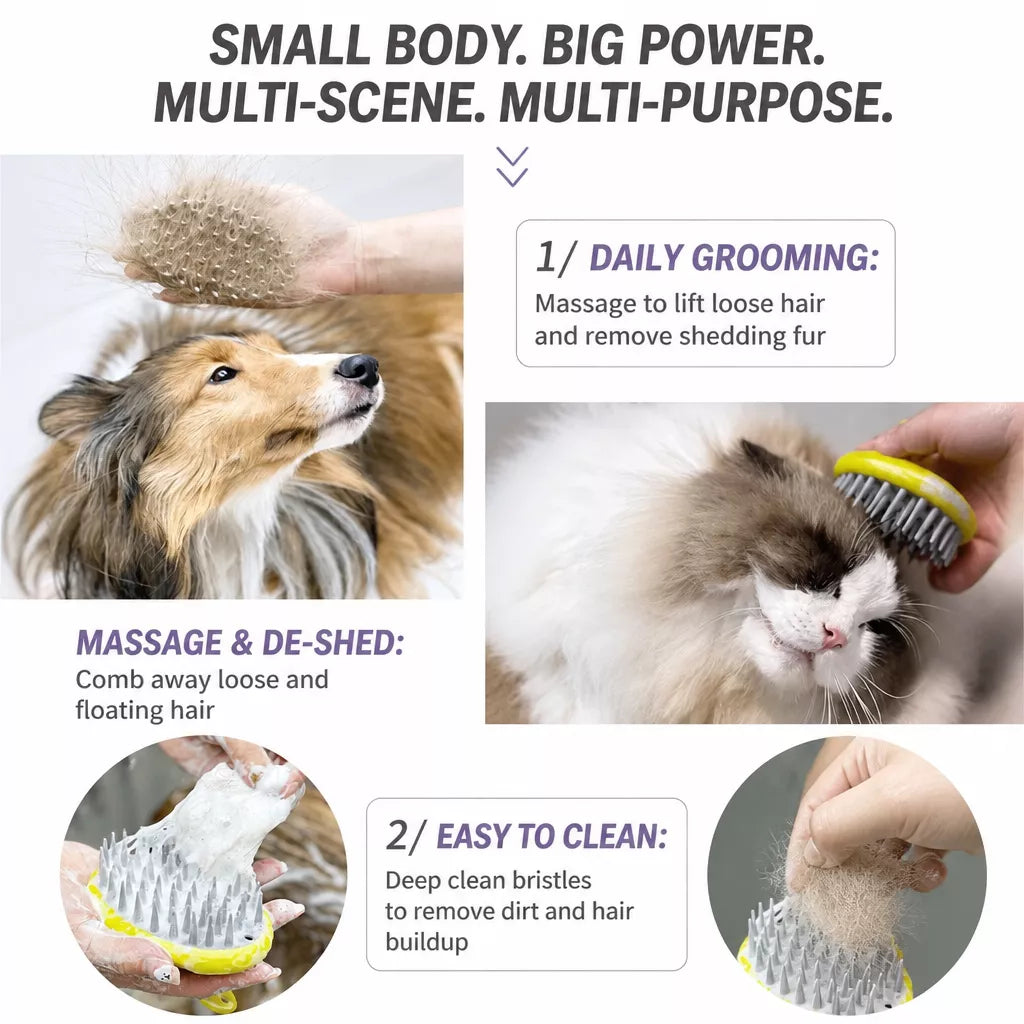 Dog & Cat Bath Brush for Grooming and Loose Hair Removal