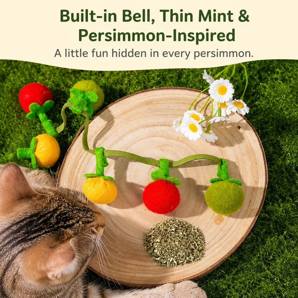 Felt Fruit String Cat Toy with Bell