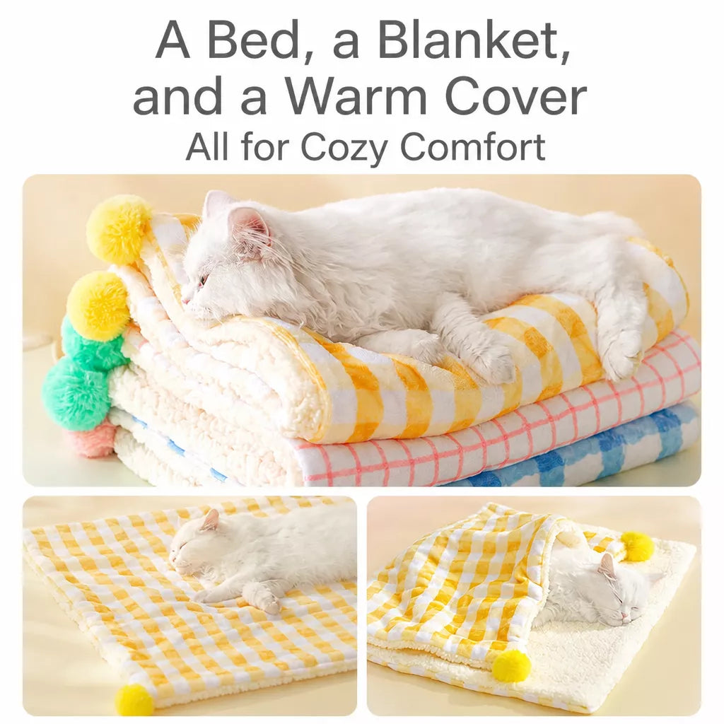 Cotton-Linen Pet Bed Mat and Blanket for Cats and Dogs
