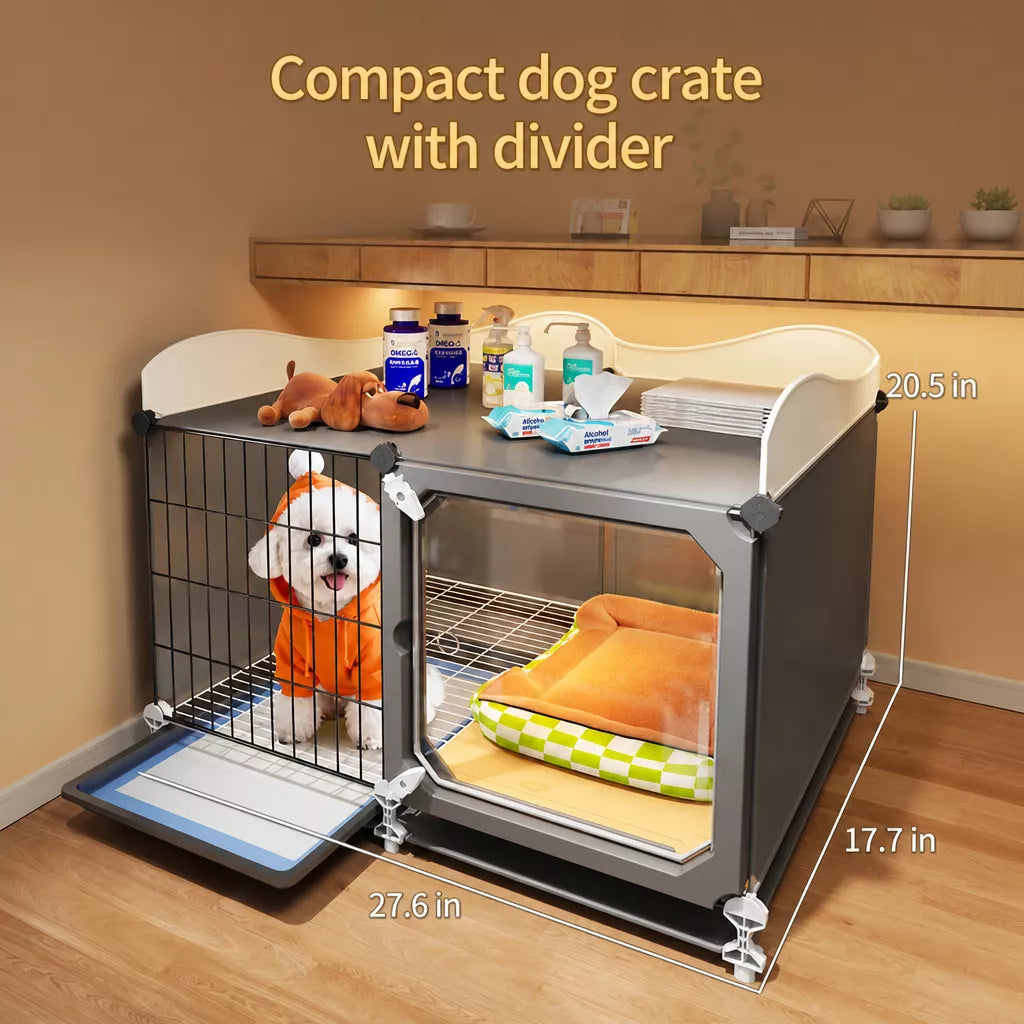 Indoor Iron Dog Crate with Separate Potty Area