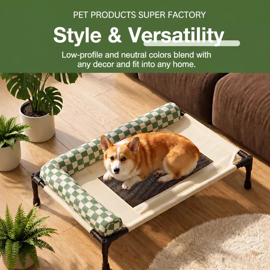 Portable Elevated Pet Cot for Dogs and Cats with Mesh Surface
