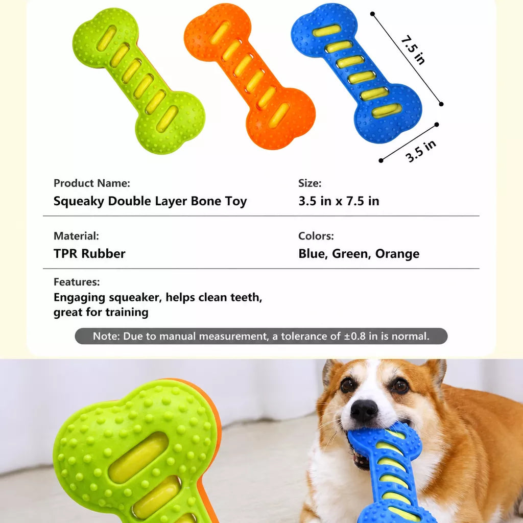 Double-Layer Squeaky Bone Toy for Large Dogs