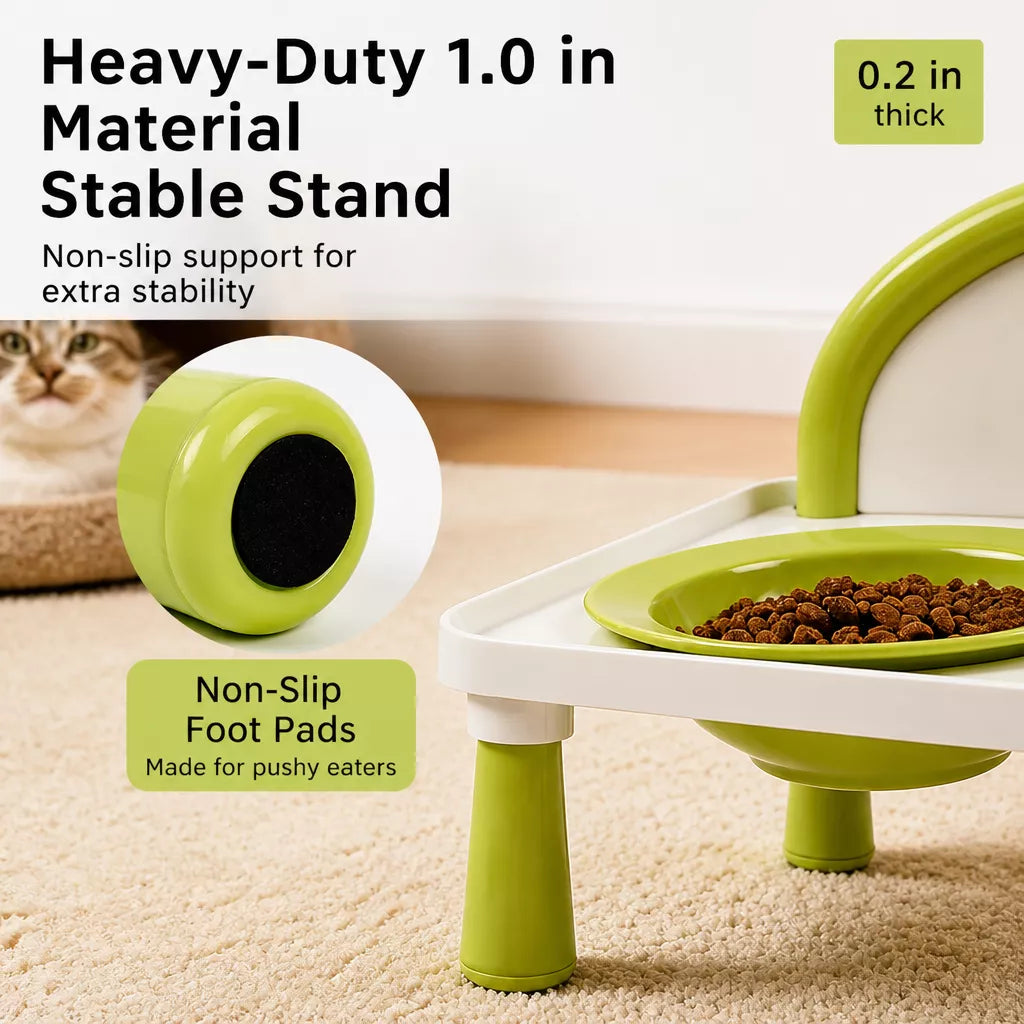 Elevated Ceramic Double Bowl Set for Cats & Dogs