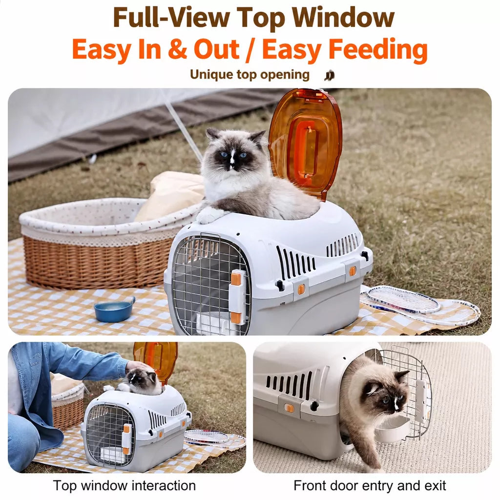 Portable Ventilated Plastic Pet Carrier for Small Dogs and Cats