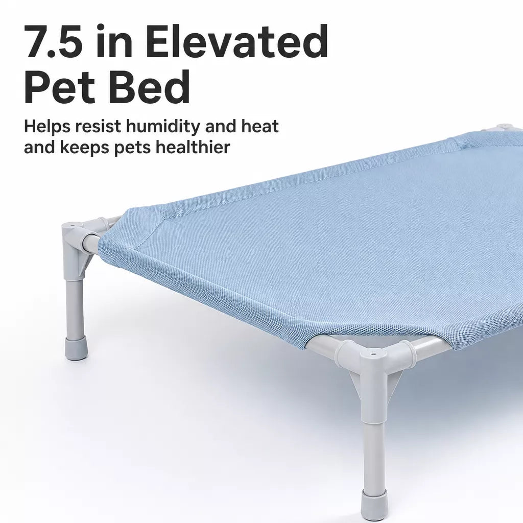 Elevated Dog Bed with Steel Frame and Breathable Fabric
