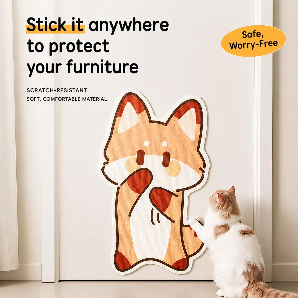 Wall-Mounted Vertical Cat Scratcher with Self-Adhesive Backing