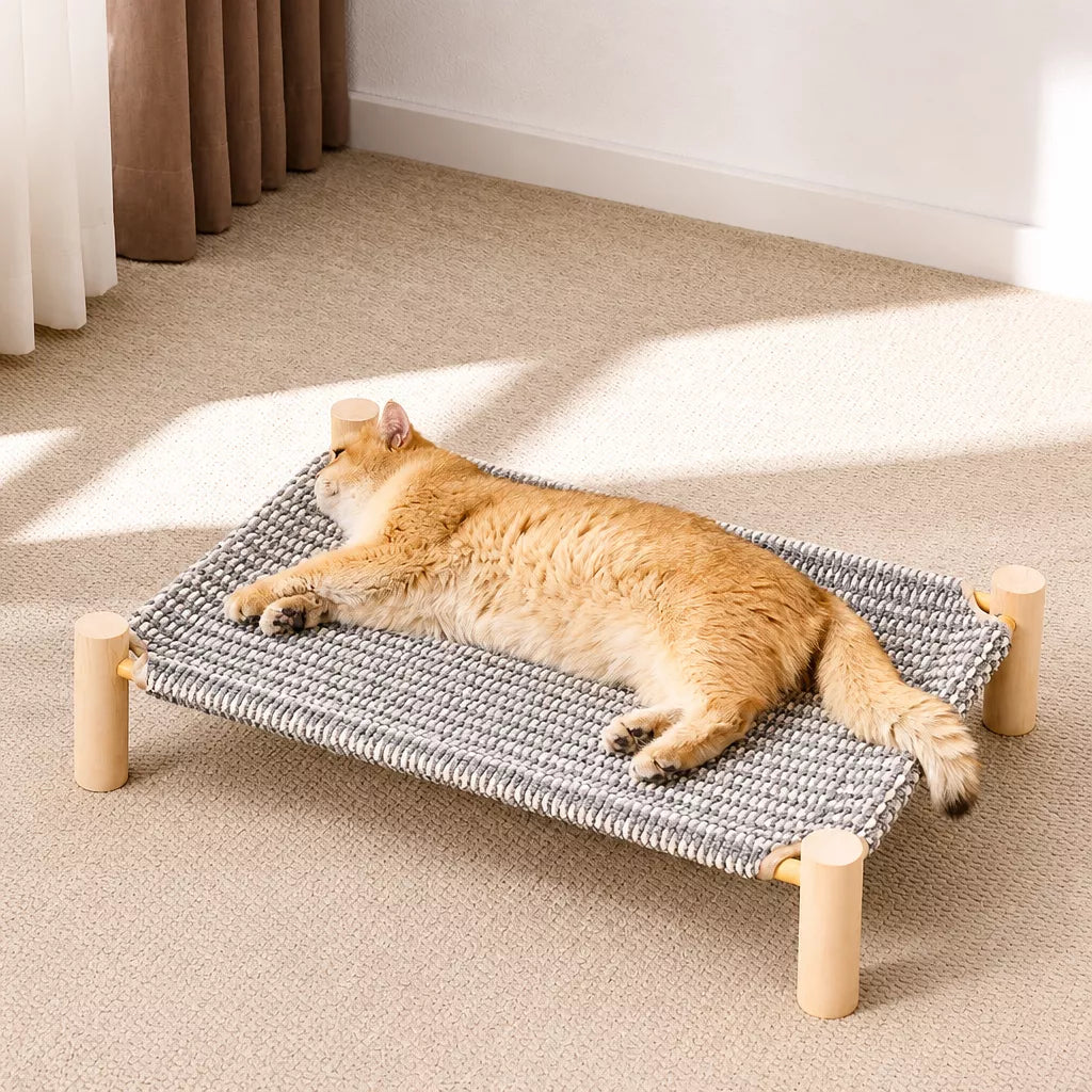 Cot-Style Pet Bed with Scratching Surface