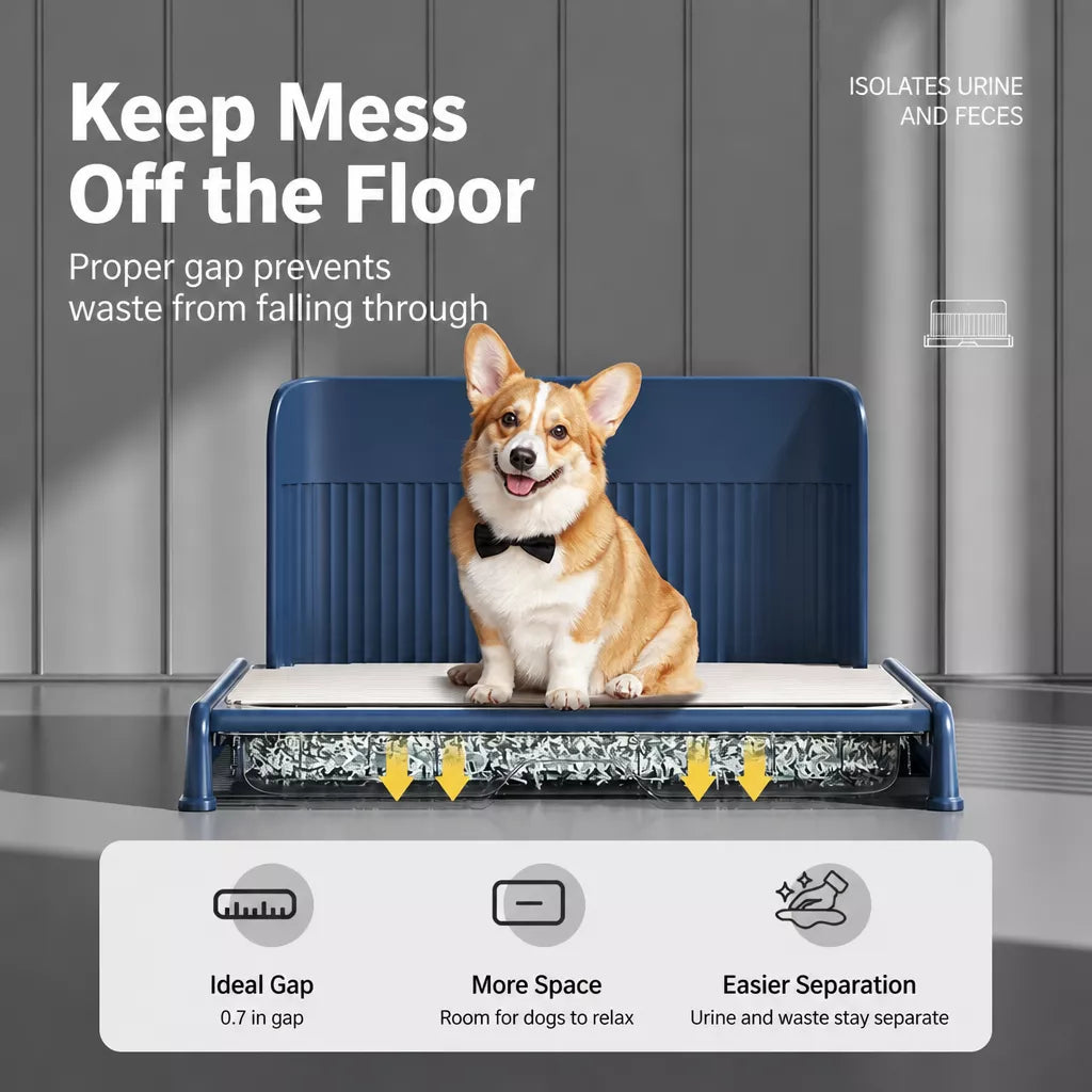Dog Potty Tray with Back Wall, Wire Grid & Removable Drawer