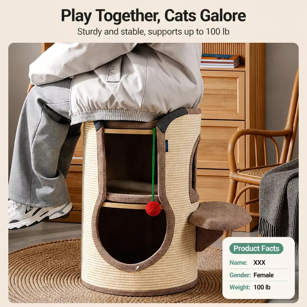 Cat Scratching Barrel Climbing Tower