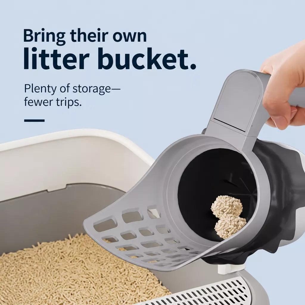 All-in-One Cat Litter Scoop with Bag Roll Holder