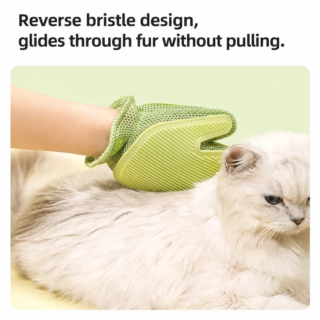 Double-Sided Cat Grooming Glove for Loose Fur