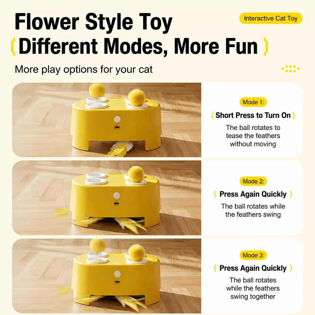 Interactive Electric Whack-a-Mole Cat Toy with Feather Teasers