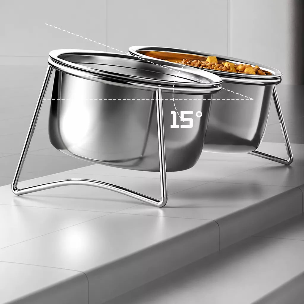 Elevated Stainless Steel Pet Bowl Stand for Dogs & Cats