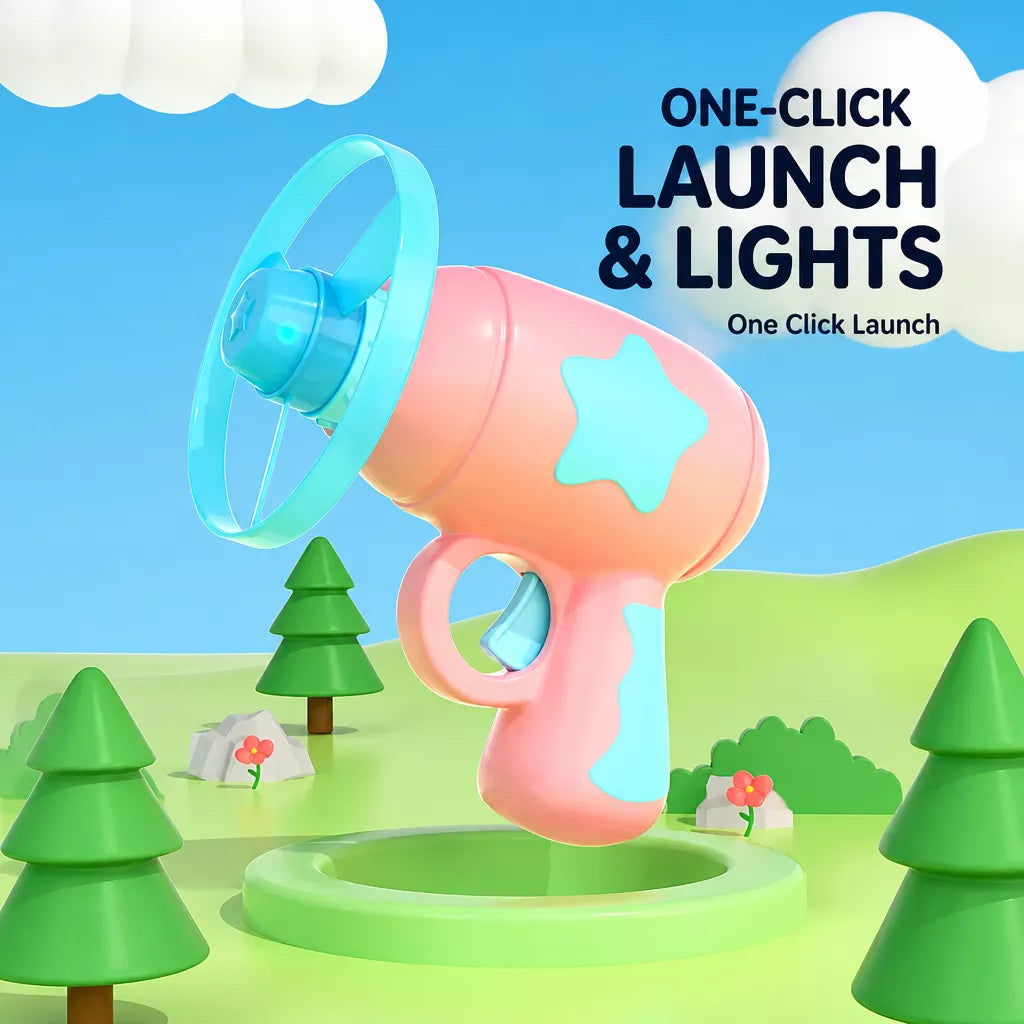 Interactive Cat Teaser Wand Toy with Flying Disc Launcher