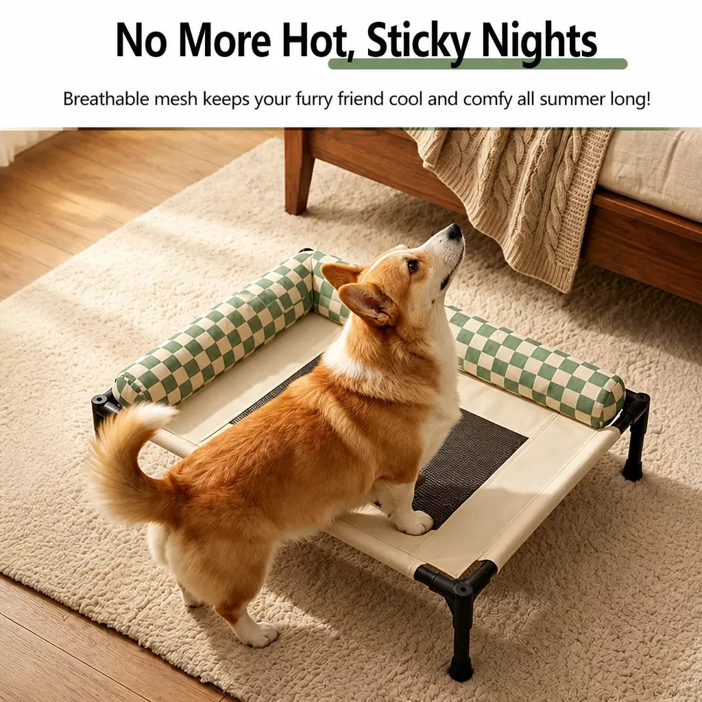 Portable Elevated Pet Cot for Dogs and Cats with Mesh Surface