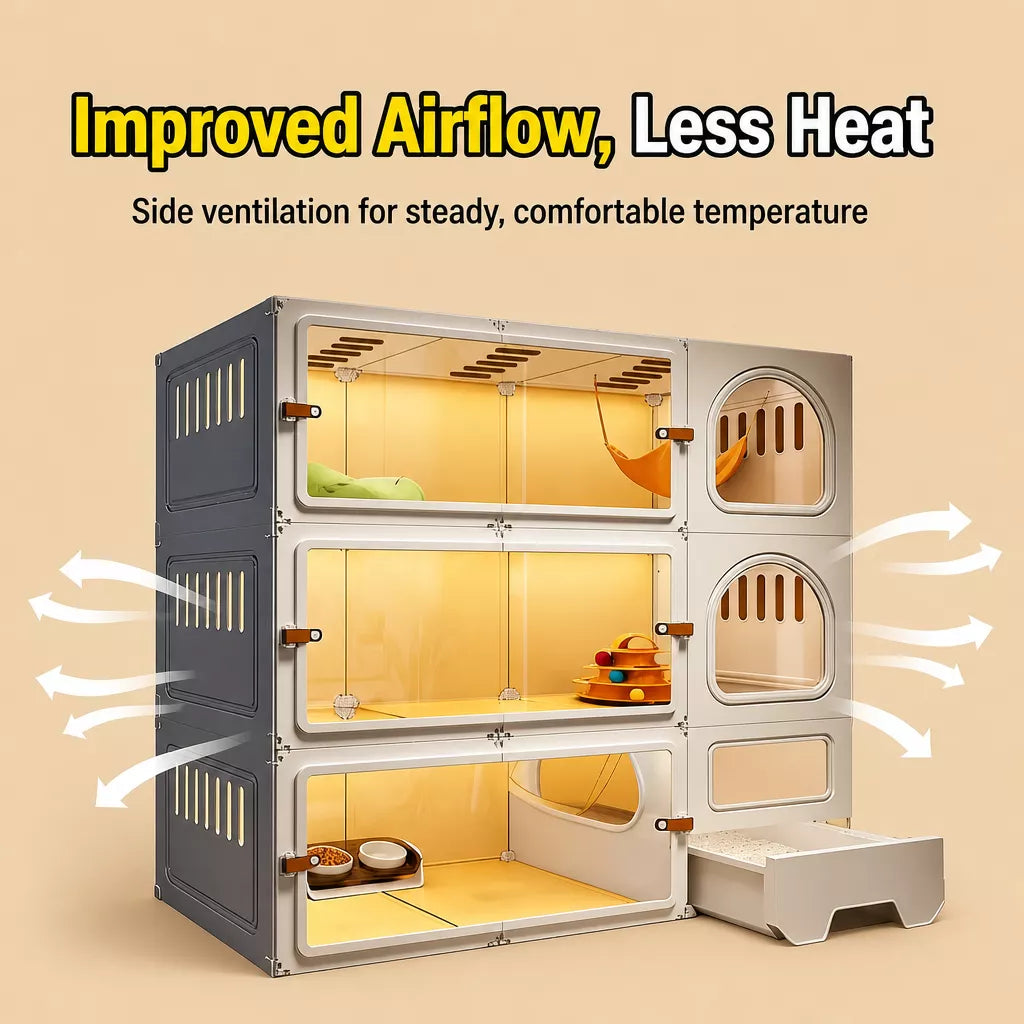 Indoor Cat Enclosure with Litter Box Area
