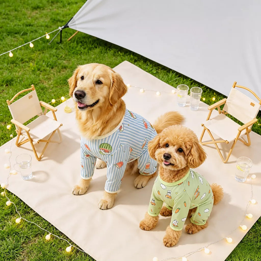 Summer Mesh Four-Leg Dog Outfit with Cartoon Print