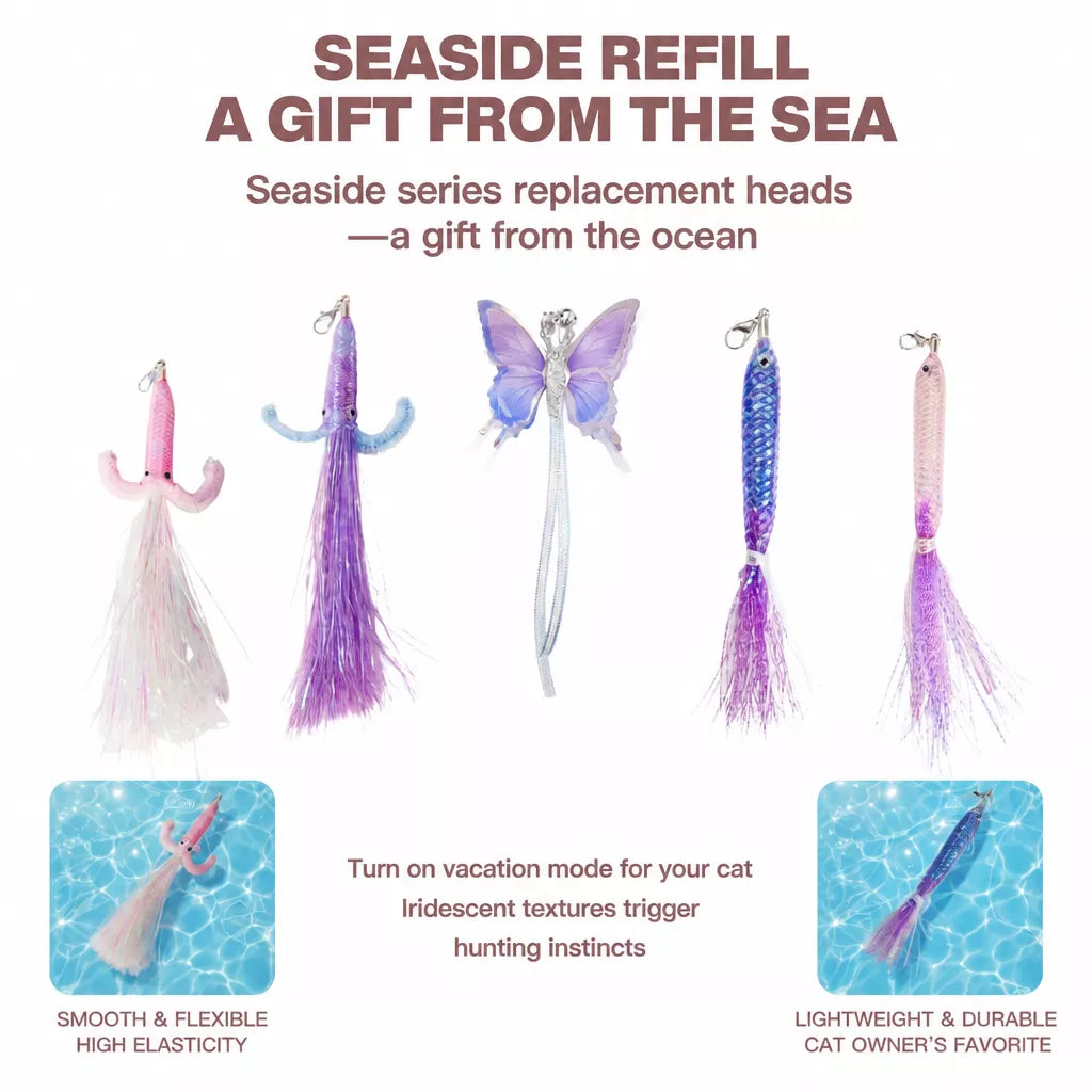 Retractable Cat Teaser Wand with Replaceable Attachments