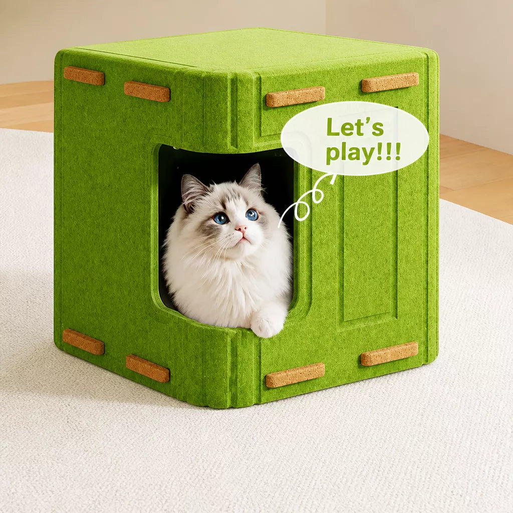 Multi-Level Cat Tree with Enclosed Cat Houses and Scratching Boards