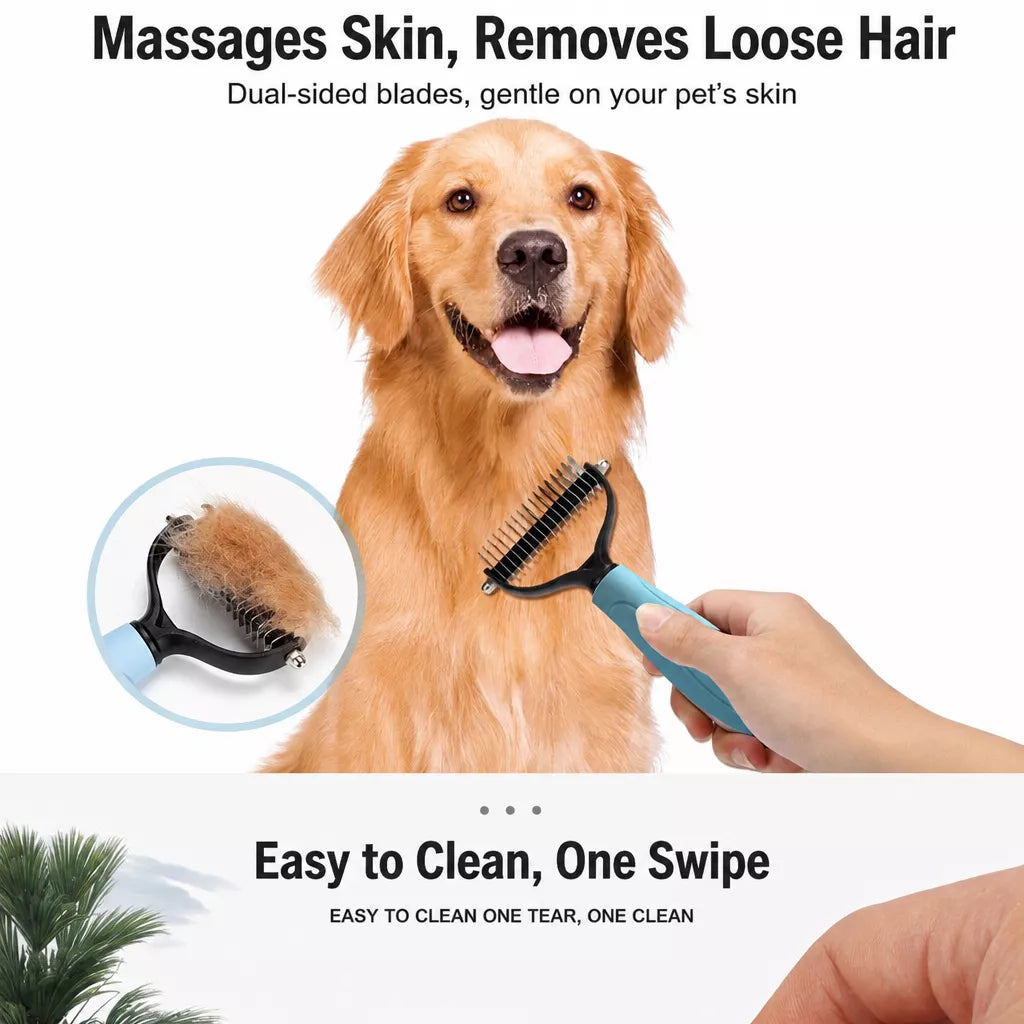 Pet Dematting and Deshedding Comb for Dogs and Cats