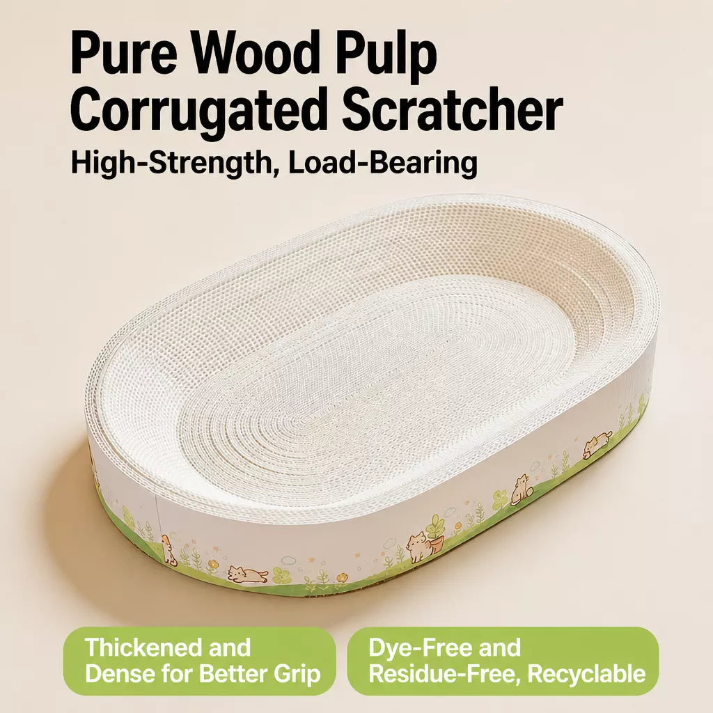 Large Oval Cat Scratcher Lounger with Built-In Cat Bed