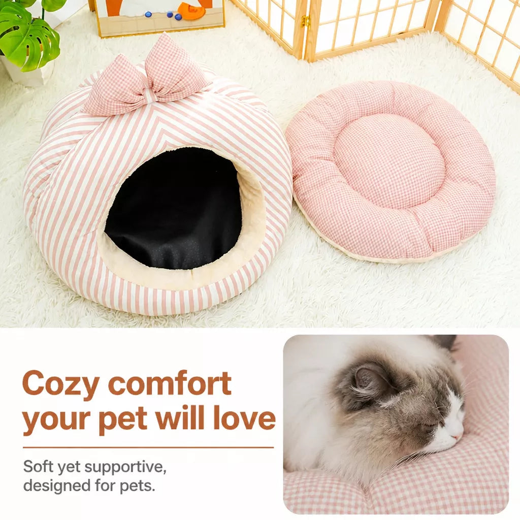 Enclosed Tent Pet Bed for Cats and Small Dogs