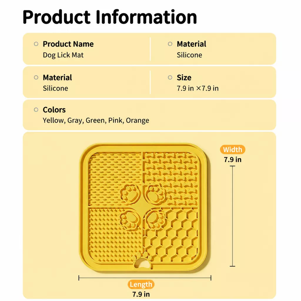4-Compartment Silicone Lick Mat for Dogs with Scraper, 7.9 × 7.9 in