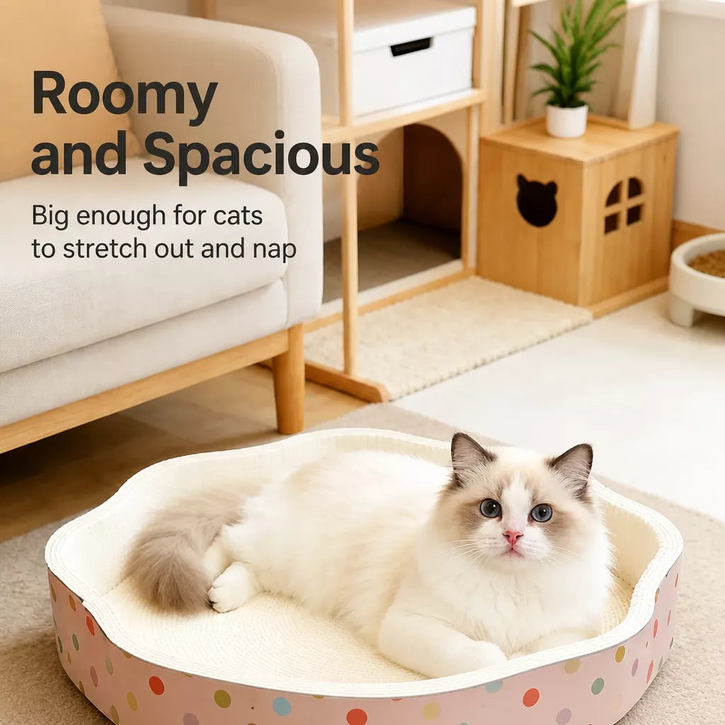 Petal-Shaped Corrugated Cardboard Cat Scratcher Bed