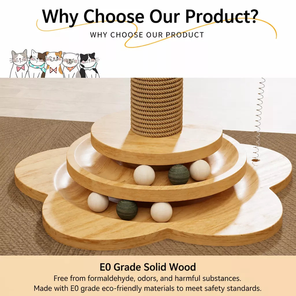4-in-1 Vertical Cat Scratching Post and Climbing Tower