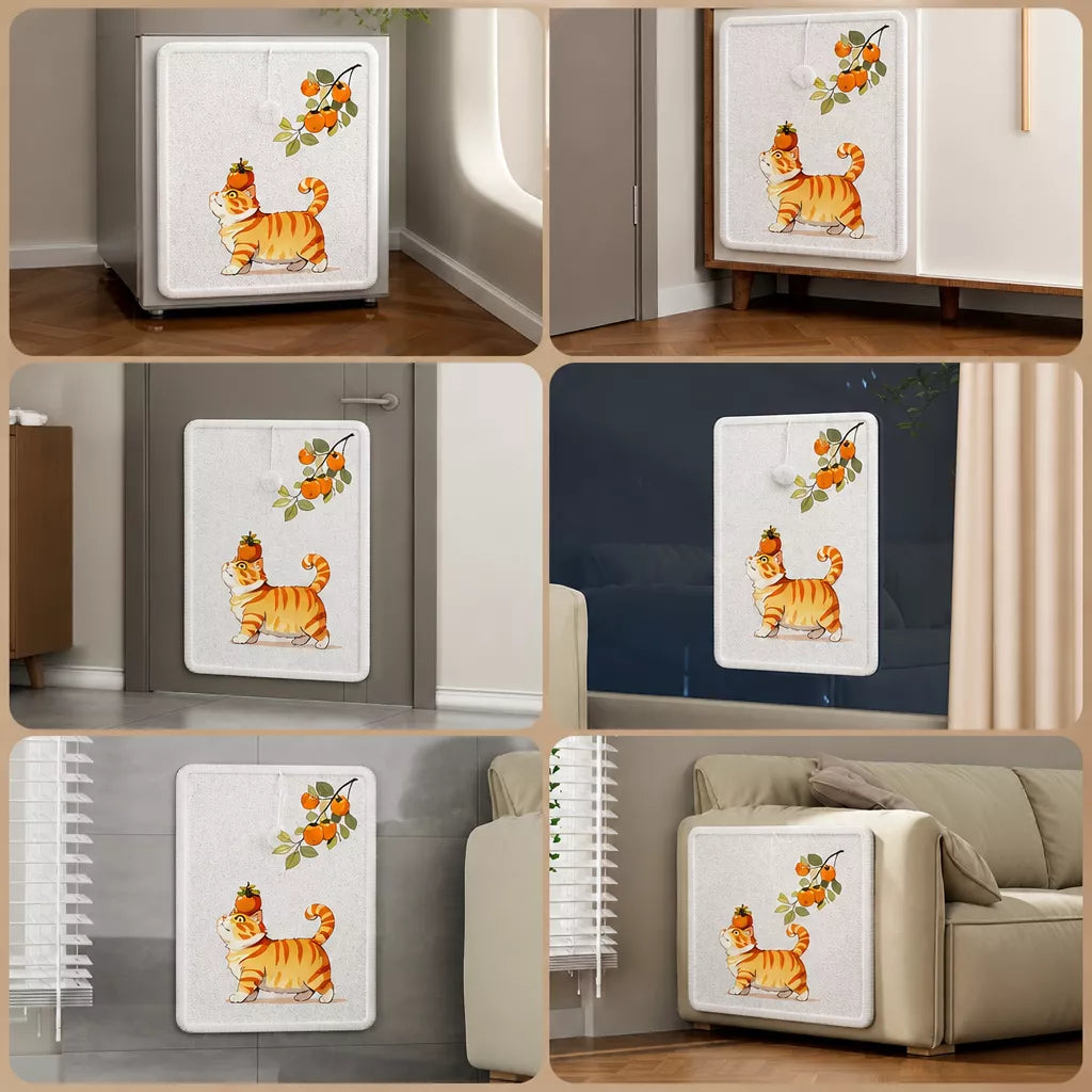 Adhesive Wall-Mounted Cat Scratcher with Braided Cotton Rope