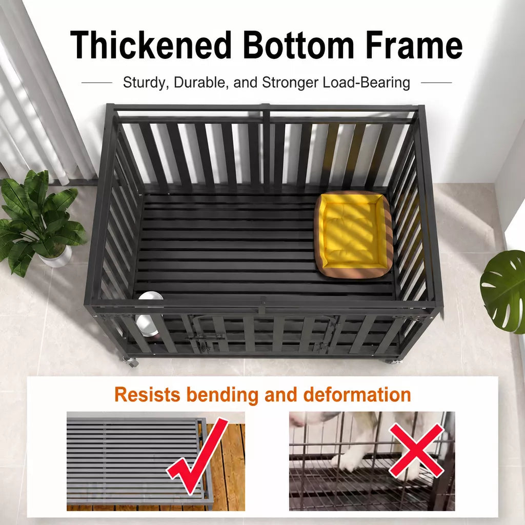 Indoor Metal Dog Crate with Waste Tray for Small to Large Dogs