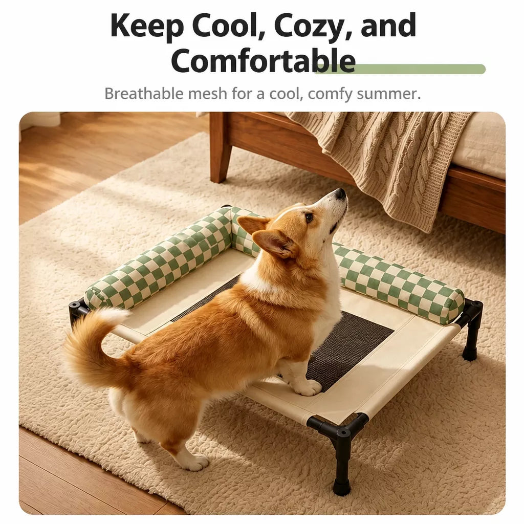 Portable Elevated Pet Cot Bed with Removable Cushion