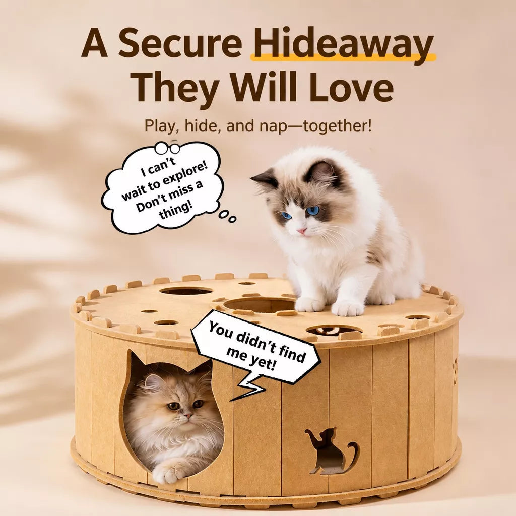 Donut Cat Scratcher Bed with Enclosed Tunnel