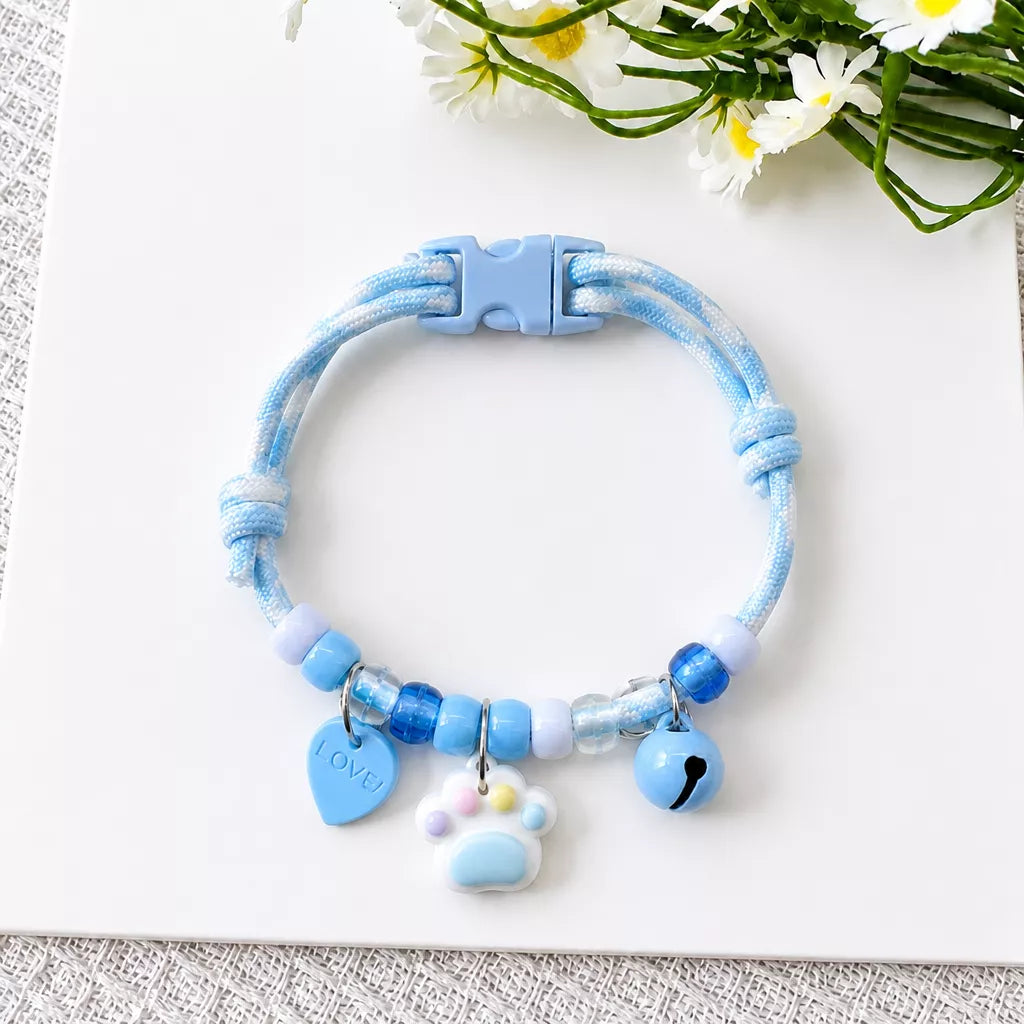 Adjustable Dog & Cat Collar with Bell and Wood Accent