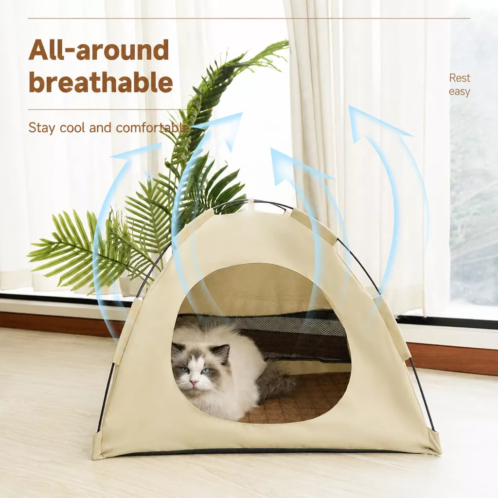 Portable Enclosed Pet Tent Bed with Ventilated Design