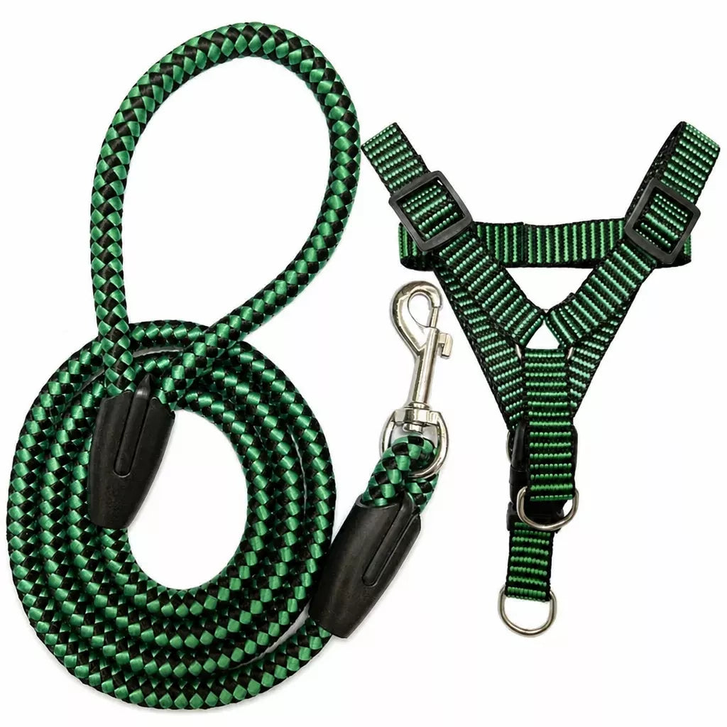 Adjustable Nylon Dog Harness and Leash Set