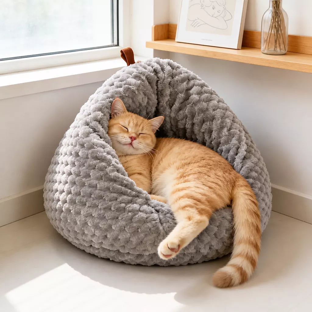 Chicken Butt-Shaped Enclosed Plush Cat Bed