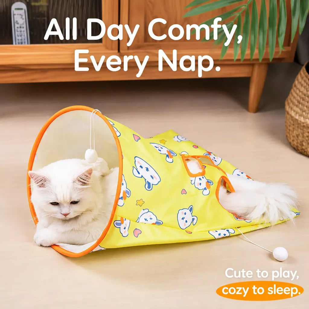 Crinkle Cat Hideaway Bag & Play Tunnel