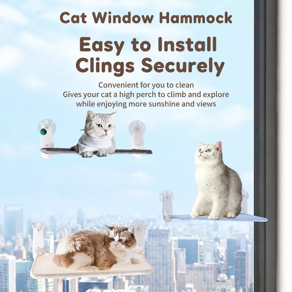 Window-Mounted Cat Hammock with Suction Cups