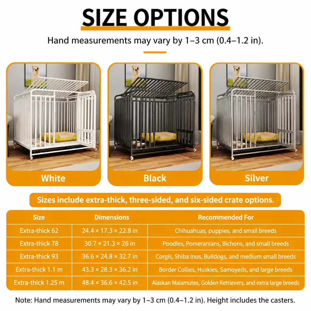 Reinforced Metal Dog Crate with Floor Tray for Medium to Large Dogs
