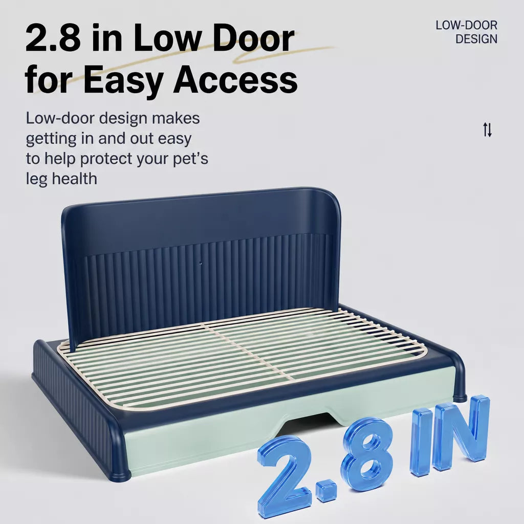 Dog Potty Tray with Back Wall, Wire Grid & Removable Drawer