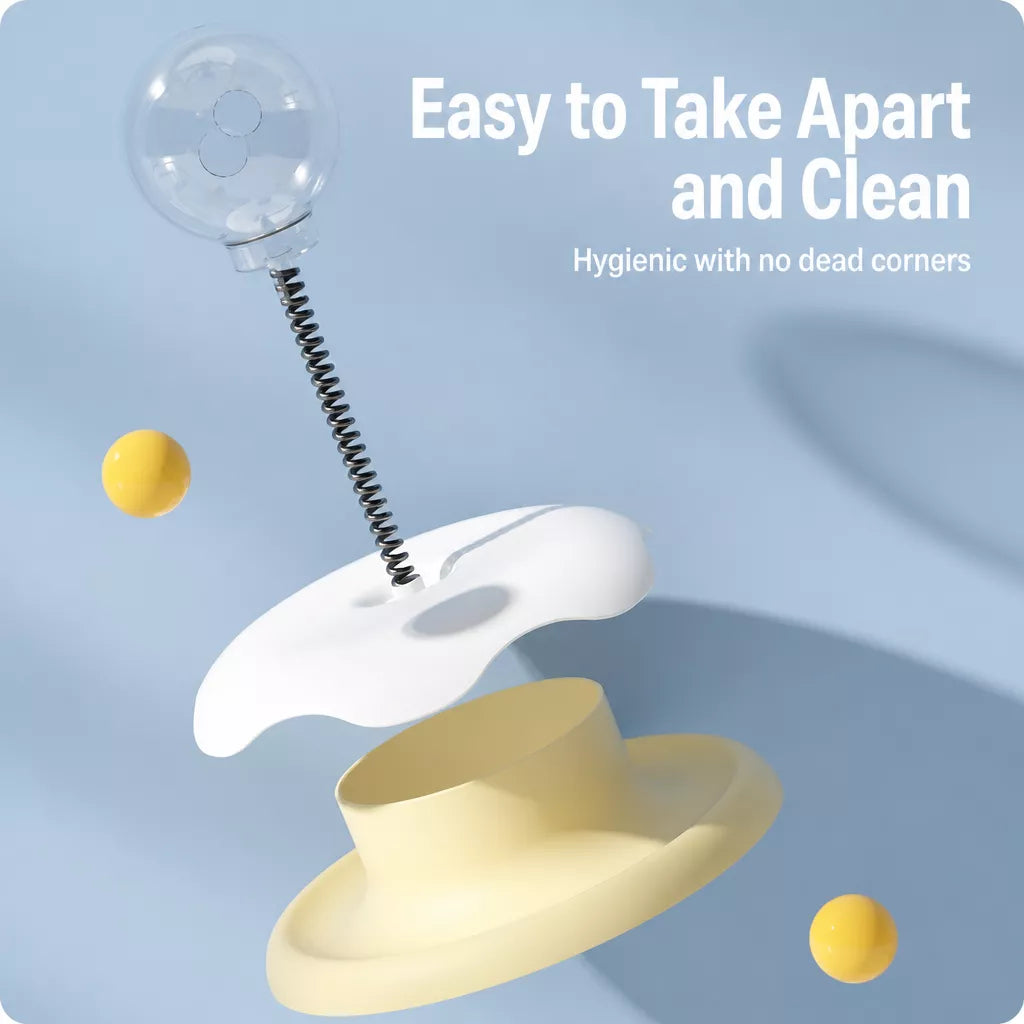 Interactive Cat Treat Spinner Toy with Teaser and Yarn Ball Options