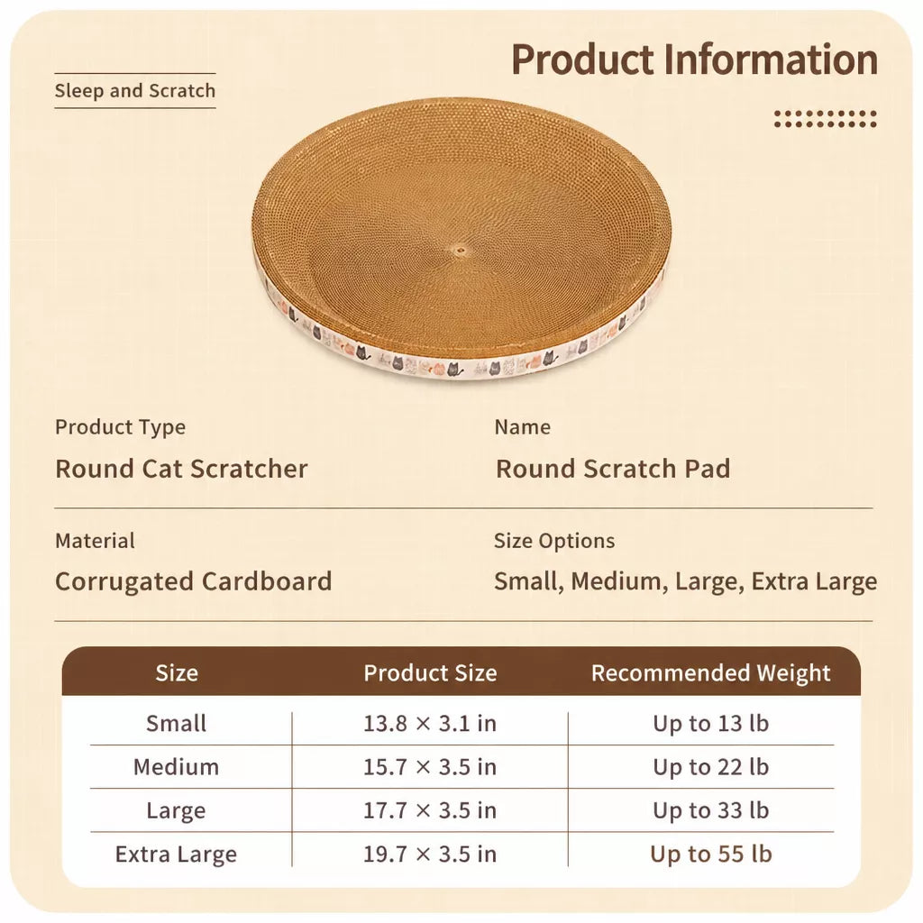 Corrugated Paper Cat Scratcher Bed – Round or Oval